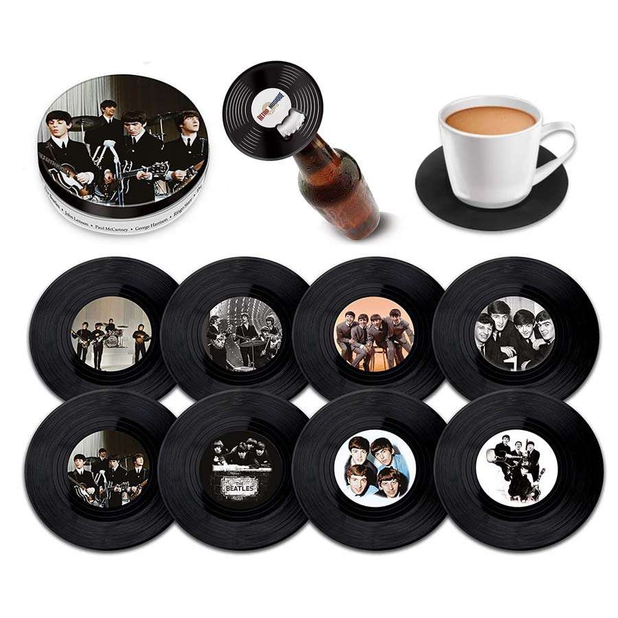 The-Beatles--8-delar-mini-vinylskiva-underlägg The Beatles – 8 delar mini vinylskiva underlägg